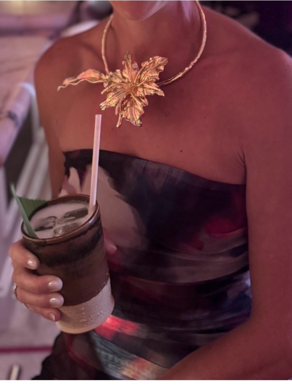 Meshki Gold Floral Leaf Necklace